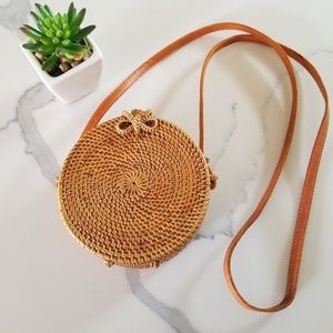 Round Woven Crossbody Basket Boho Purse